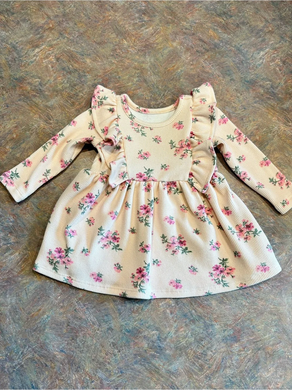 🤑EU The Children's Place Pink Floral Ruffle Long-Sleeve Dress🤑